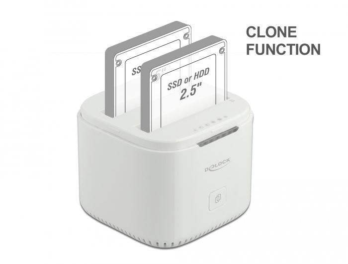Delock USB-C station, For 2 x 2.5″ SATA HDD / SSD, Cloning