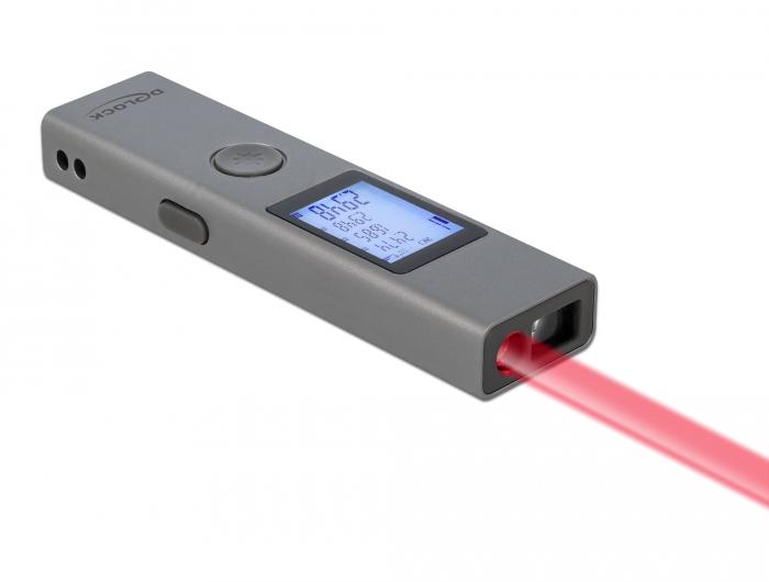 Laser range finder DeLock 64071, 3 cm - 40 m, Accuracy 2 mm, Gray