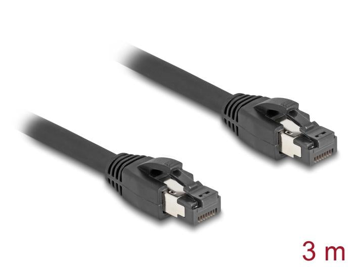 Network cable Delock, Cat.8.1 S/FTP, 3 m, Up to 40 Gbps, Black