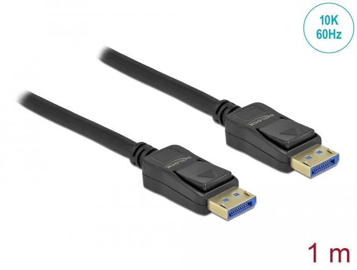 Cable Delock DisplayPort 2.0 male - DisplayPort male, 1.0m, 10K, 54 Gb/s, Black