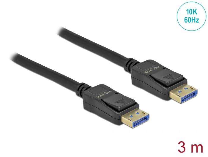 Cable Delock DisplayPort 2.0 male - DisplayPort 2.0 male, 3.0m, 54 Gb/s, Black