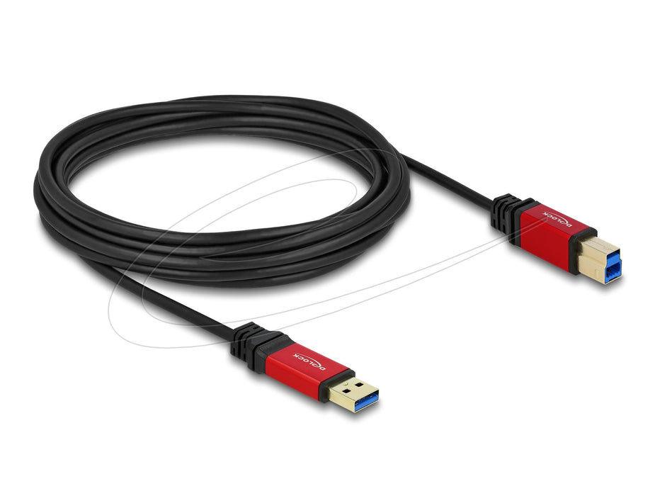 Cable Delock USB-A 3.0 5Gbps male - USB-B 5Gbps male, 5 m, Premium, Black