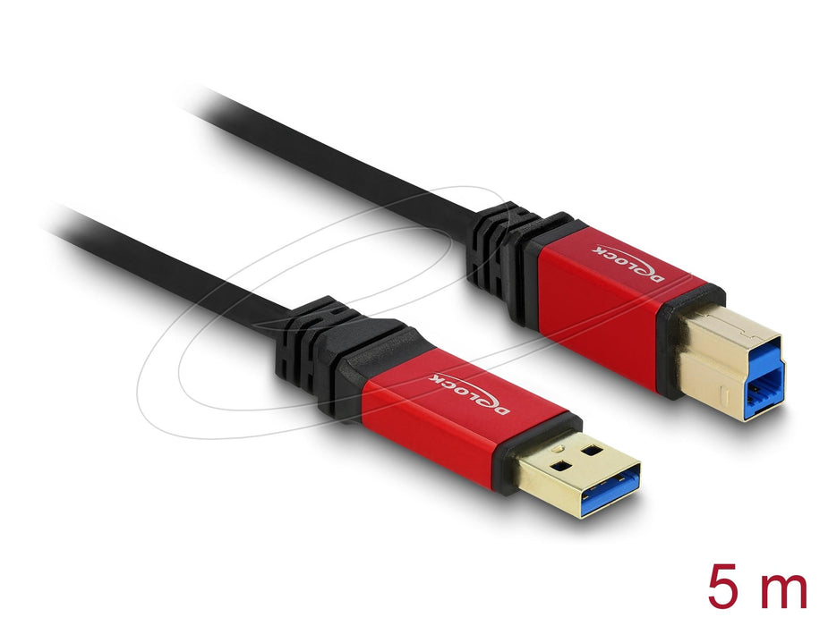 Cable Delock USB-A 3.0 5Gbps male - USB-B 5Gbps male, 5 m, Premium, Black