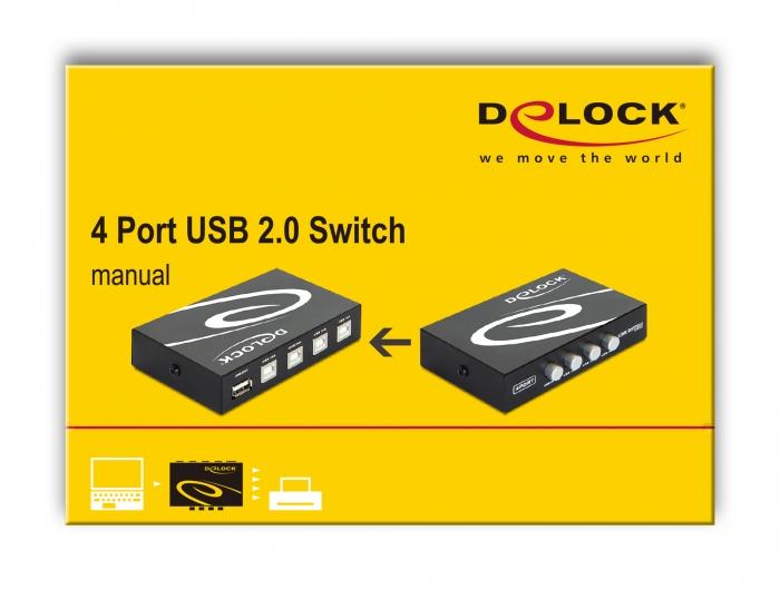 Switch Delock Manual, 4 x USB 2.0 ports, Black