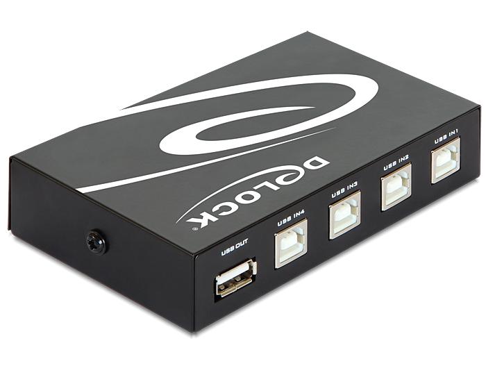 Switch Delock Manual, 4 x USB 2.0 ports, Black