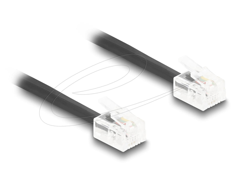 Delock Telephone cable spiral cable RJ11 plug -RJ11 plug, black 1 m