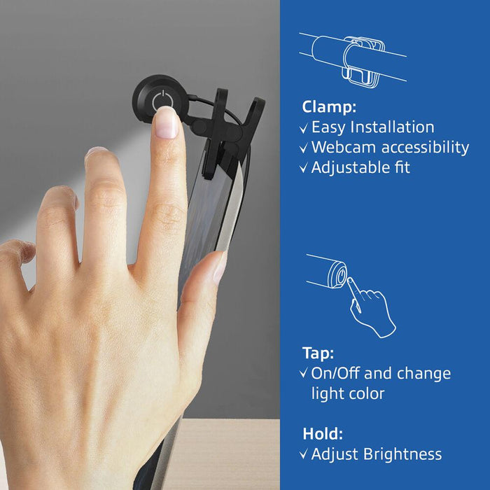 ACT LED laptop lamp with adjustable brightness and clip, USB power supply