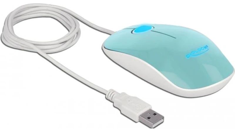 Optical mouse DeLock, USB-A, Cable 1.3 m, USB, 1200 dpi, Turquoise