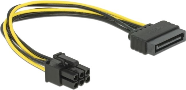 Cable DeLock Power SATA 15 pin to 6 pin PCI Express, 20 cm