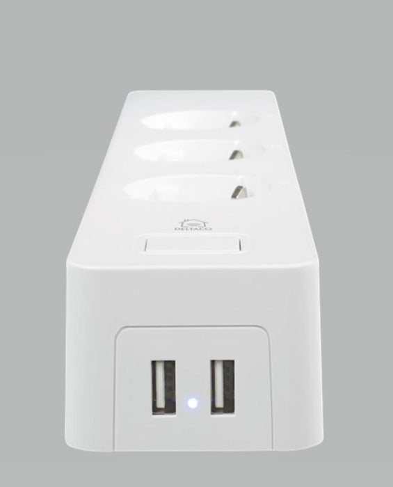 Smart power strip, 1.5m, DELTACO SH-P03USB2