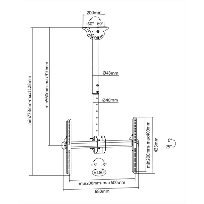 TV stand DELTACO ARM-0400
