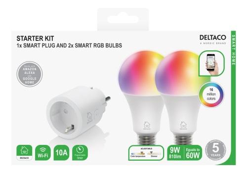 DELTACO SH-KIT01 smart kit, Socket, 2 x LED bulbs