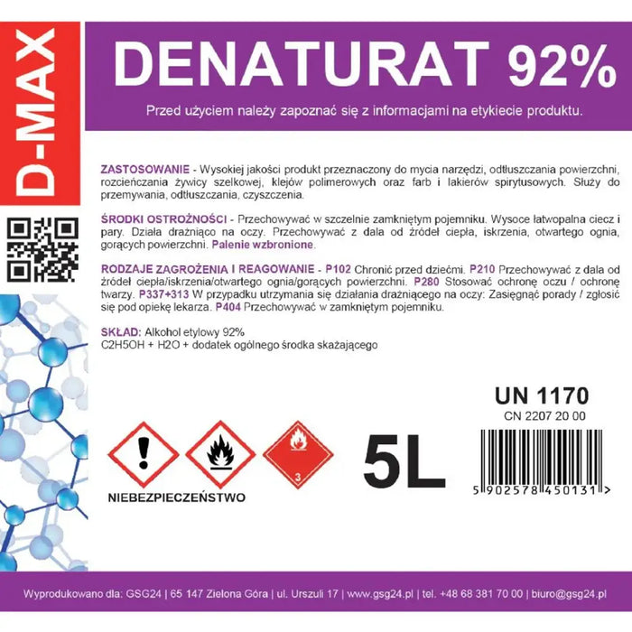 Denatured alcohol denatured alcohol D-MAX 5L - *Temporary category<<<HurtelXML