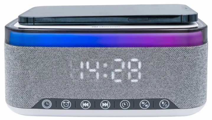 Denver FM Clock Radio with Bluetooth and Wireless Charging CRQ-225
