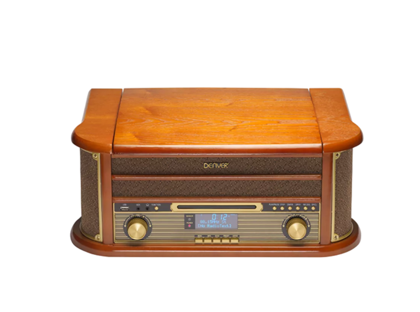 DENVER Retro wooden turntable and cassette player with DAB, MRD-51 BROWN