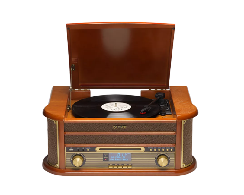 DENVER Retro wooden turntable and cassette player with DAB, MRD-51 BROWN