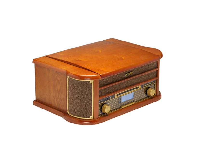 DENVER Retro wooden turntable and cassette player with DAB, MRD-51 BROWN