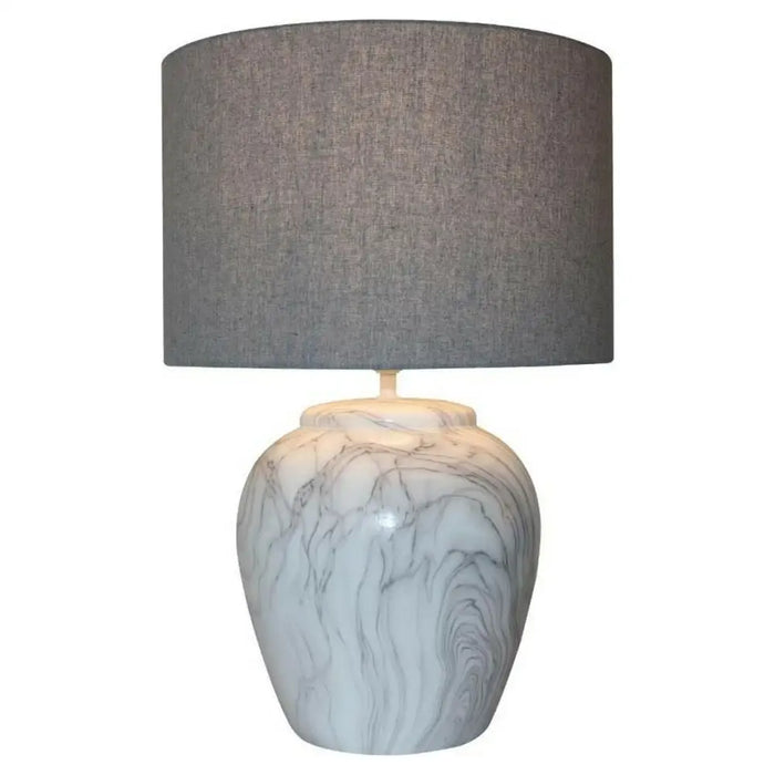 Desk lamp DKD Home Decor Canvas Ceramic Grey White (38 x 38 x 58 cm) - Декорация и Осветление<<<Дом
