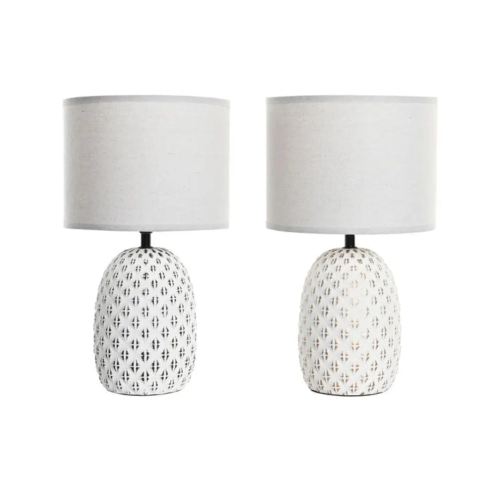Desk lamp DKD Home Decor Copper White Stoneware 220 V 40 W (24 x 24 x 40 cm) (2 Units) - Декорация и Осветление<<<Дом