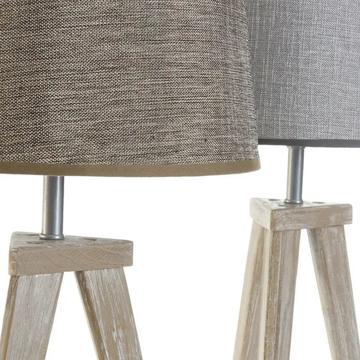 Desk lamp DKD Home Decor Sheet Grey Brown Linen 250 V 60 W Pinewood (30 x 30 x 57.5 cm) (2 pcs) - Декорация и