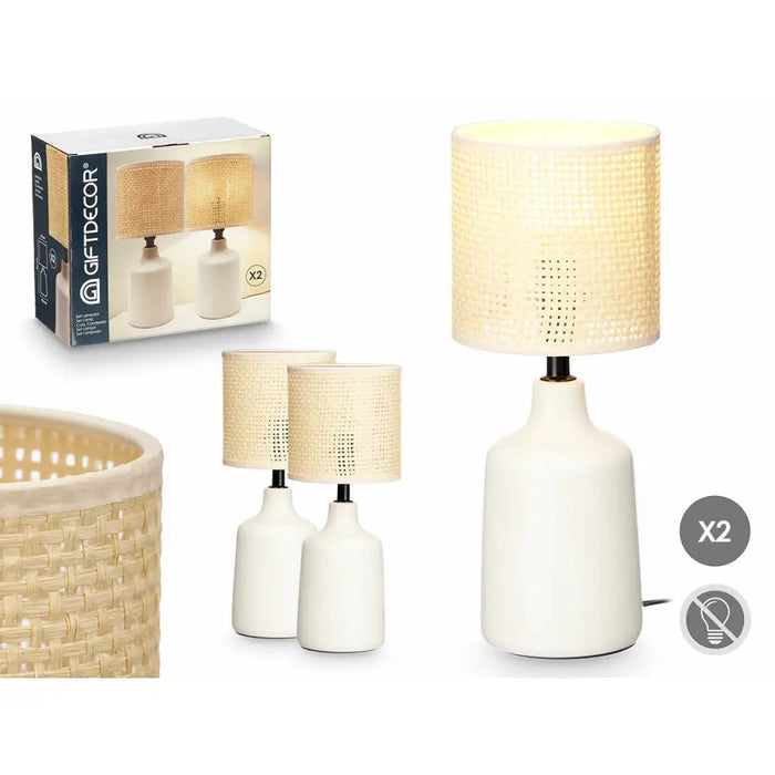 Desk lamp Gift Decor White 60 W 2 Units - Декорация и Осветление<<<Дом Градина<<<BigBuy&&&Лампи<<<Декорация и