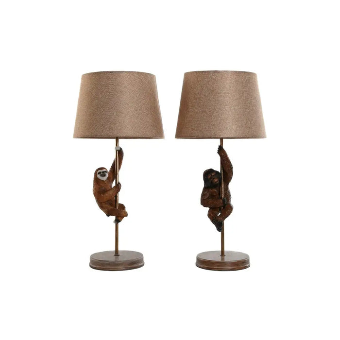 Desk lamp Home ESPRIT Brown Metal Resin 50 W 220 V 26 x 26 x 53,5 cm (2 Units) - Декорация и Осветление<<<Дом