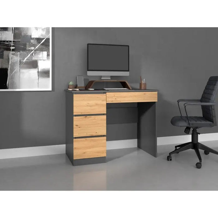 Desk MIJAS LEFT 98x51x76 cm Anthracite/Artisan - Traditional desksBIR-TRA<<<DesksBIR<<<ActionPL