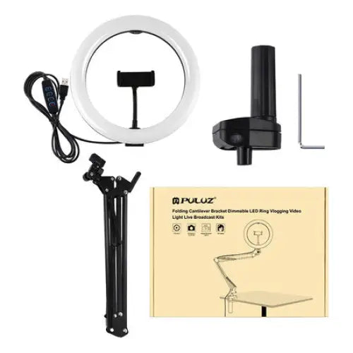 Desktop arm stand Puluz with 26cm LED Vlogging Ring PKT3090B - Ring lights<<<Photo studio<<<Photo