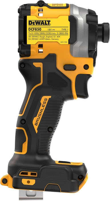 DEWALT DCF850N-XJ CORDLESS BRUSHLESS IMPACT DRIVER 18 V, 205.00 nm, WITHOUT BATTERY AND CHARGER