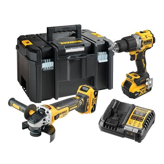 DeWalt DCK2026P2T-QW Combo set DCD805 + DCG405, 18 V XR 2×5.0 Ah black, yellow