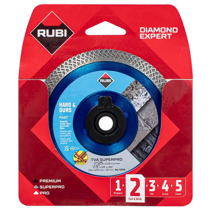 DIAMOND DISC FOR NON-METAL CUTTING RUBI 125x1.4x22.23 - Дискове за ъглошлайфи<<<Консумативи за
