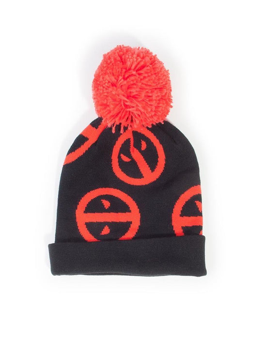 DIFUZED Deadpool Scarf and Hat Set, Symbol, Black/Red