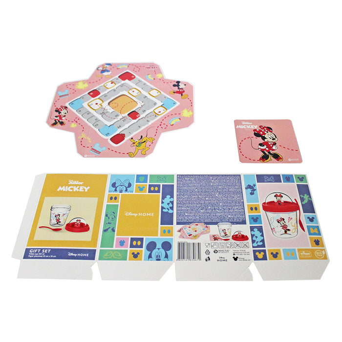 SET OF GLASS WITH FIGURE + MINNIE DISNEY BOARD GAME