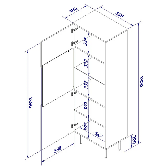 Display case PALAZZO 60x42x190 black + oak craft - Wooden shelvesRGA-DRE<<<ShelvesRGA<<<ActionPL