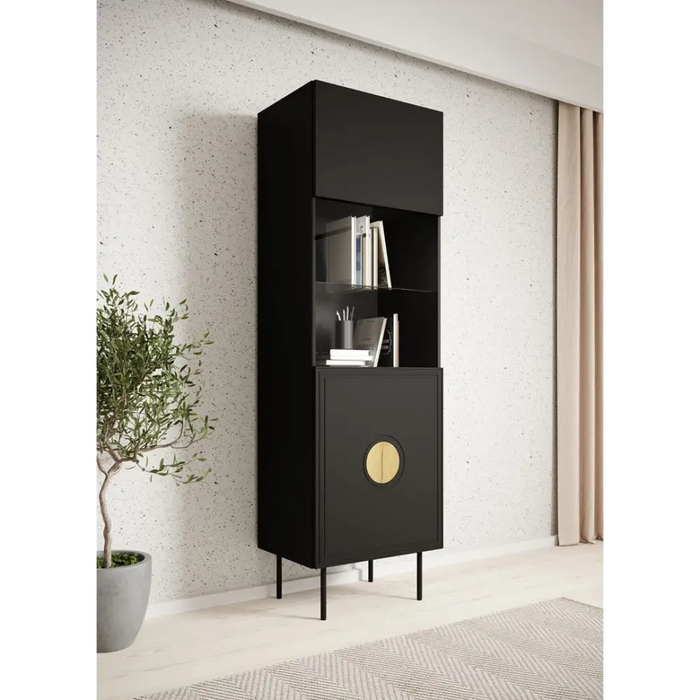 Display case PALAZZO 60x42x190 black + oak craft - Wooden shelvesRGA-DRE<<<ShelvesRGA<<<ActionPL