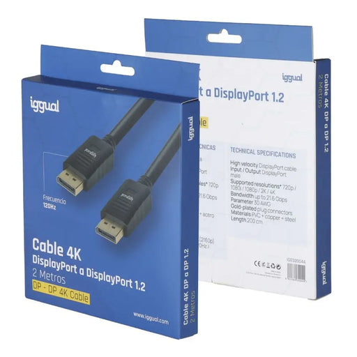 DisplayPort Cable iggual DisplayPort 1.2 - Компютър Кабели и адаптери<<<Компютри| Електроника<<<BigBuy&&&Кабели