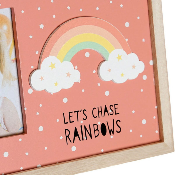 Photo frame DKD Home Decor Rainbow Pink White Children's MDF Wood (25 x 1 x 16 cm) (2 Units)