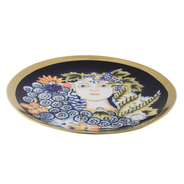 Centerpiece DKD Home Decor Blue Multicolour Porcelain 42 x 42 x 4 cm