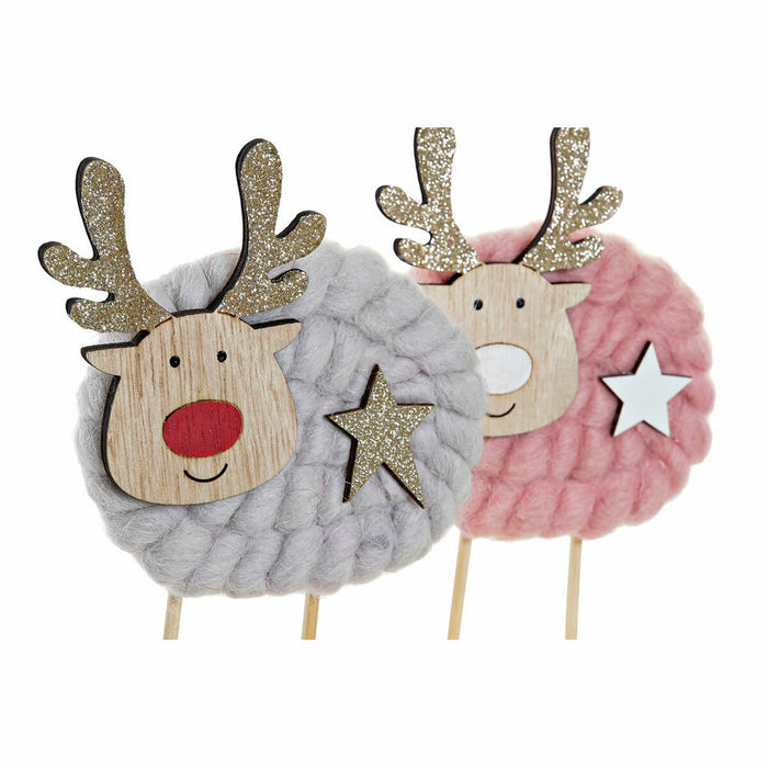 Christmas bauble DKD Home Decor Polyester Wood (2 pcs) (10 x 4 x 16 cm)