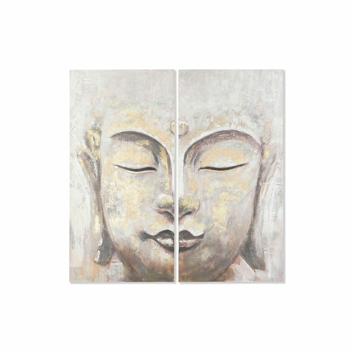 Canvas DKD Home Decor Beige Golden Buddha Oriental 120 x 3,7 x 120 cm
