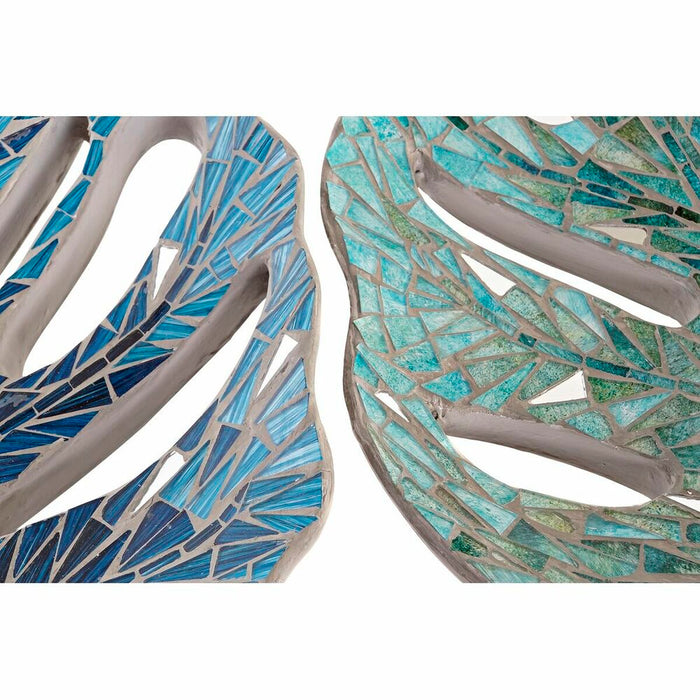 Centerpiece DKD Home Decor Blue Green Resin Crystal 45 x 36 x 9 cm 43 x 36 x 9 cm (2 Units)