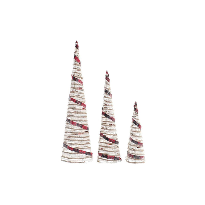 Lighting decoration DKD Home Decor White Black Red Natural Silver 20 x 20 x 80 cm Cones Christmas LED (3 Pieces)