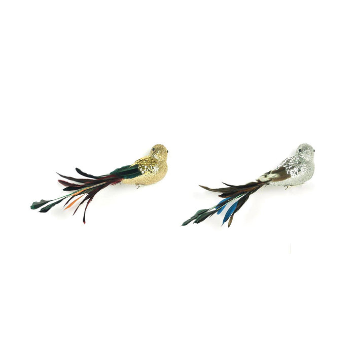 Christmas bauble DKD Home Decor Polyester Bird Sequins (26 x 5 x 7 cm) (2 Units)