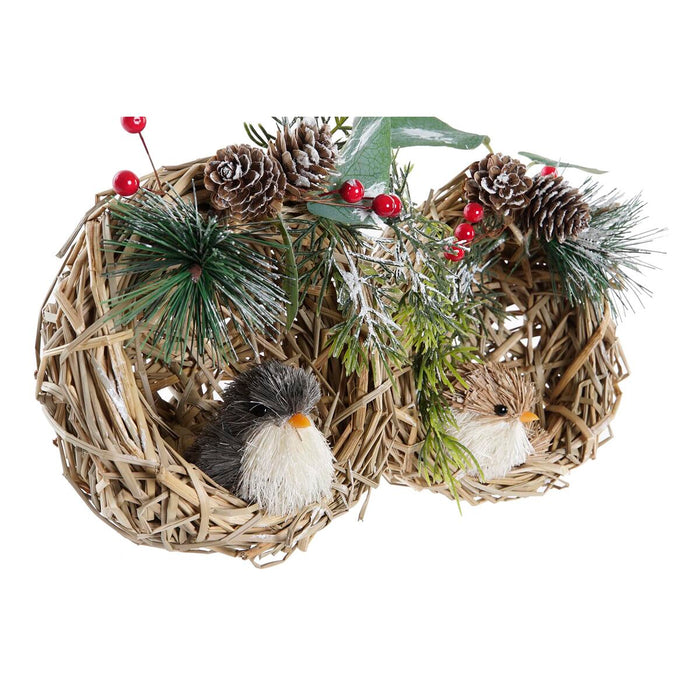 Christmas bauble DKD Home Decor Polyester Rattan (14 x 11 x 15 cm) (2 Units)