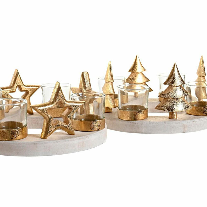 Christmas Candle Holder DKD Home Decor Natural Golden (2 Units) (21 x 11,5 x 21 cm)