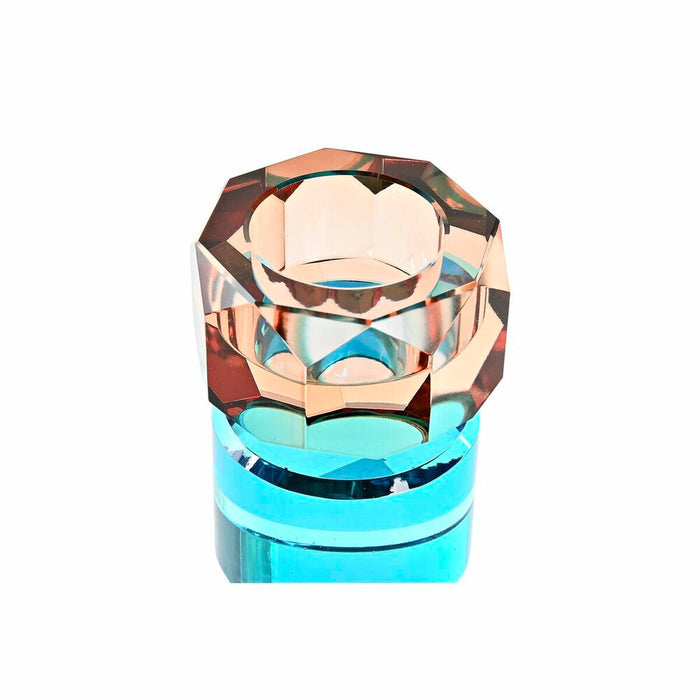 Candleholder DKD Home Decor Green Amber Bicoloured Crystal 7 x 7 x 9 cm