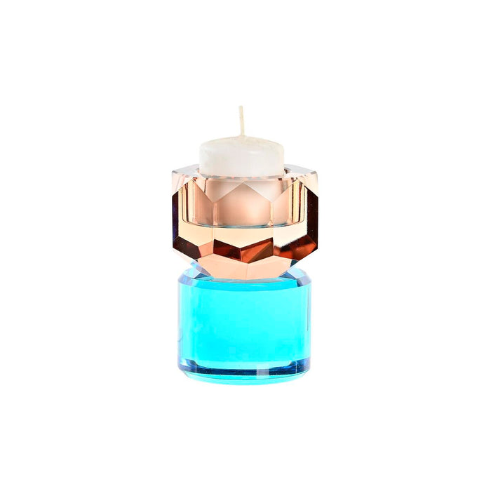 Candleholder DKD Home Decor Green Amber Bicoloured Crystal 7 x 7 x 9 cm