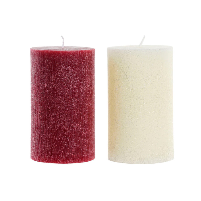 Candle DKD Home Decor White Red Christmas 9 x 9 x 15 cm (2 Units)