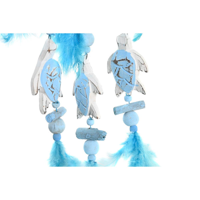 Hanging decoration DKD Home Decor Blue White Feather Mediterranean (14 x 5 x 45 cm) (2 Units)
