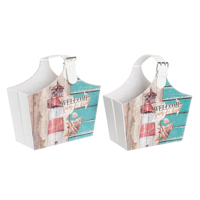 Magazine rack DKD Home Decor 40 x 18 x 41 cm Multicolour Cardboard Mediterranean (2 Units)